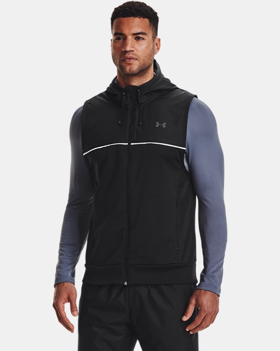 Men's Armour Fleece® Storm Hooded Vest, Black, pdpMainDesktop image number 0